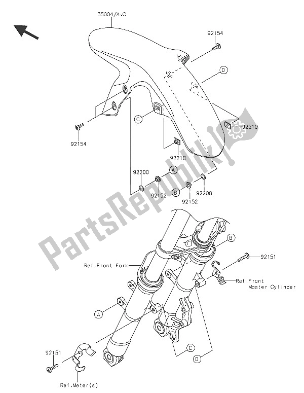 All parts for the Front Fender(s) of the Kawasaki Z 250 SL 2016