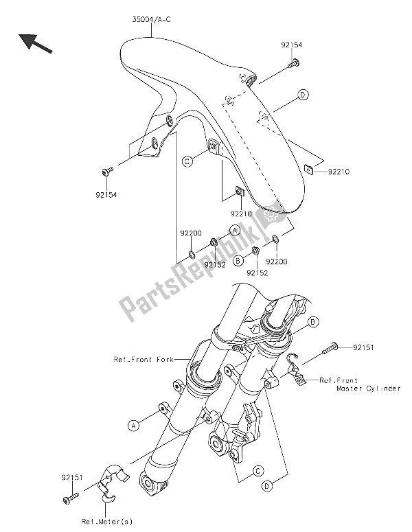 All parts for the Front Fender(s) of the Kawasaki Z 250 SL 2016