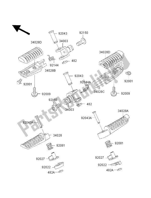 All parts for the Footrests of the Kawasaki ZRX 1100 1998