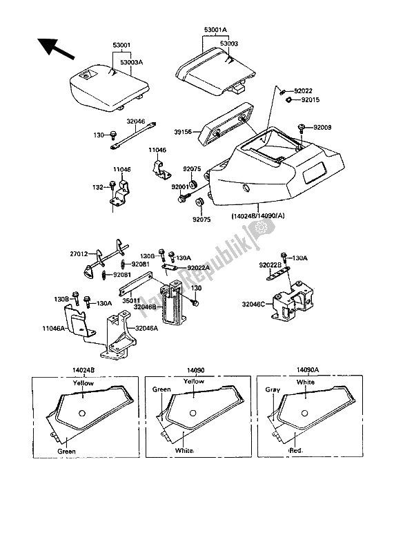 Toutes les pièces pour le Siège du Kawasaki KR 1 250 1990