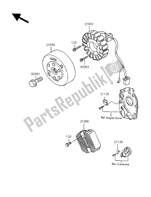 Wszystkie części do Generator Kawasaki GPX 600R 1997