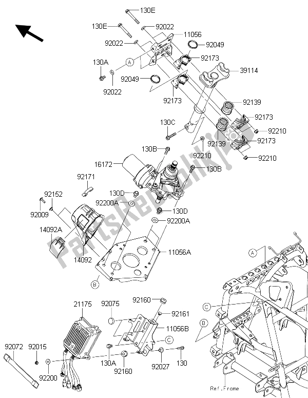 All parts for the Steering Shaft of the Kawasaki Brute Force 750 4X4I EPS HFF 2015