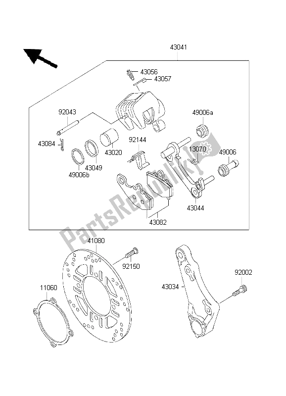 All parts for the Rear Brake of the Kawasaki ZZ R 600 1999