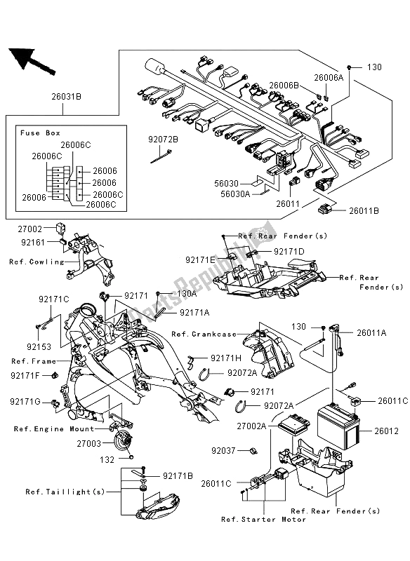 All parts for the Chassis Electrical Equipment of the Kawasaki Versys ABS 650 2008