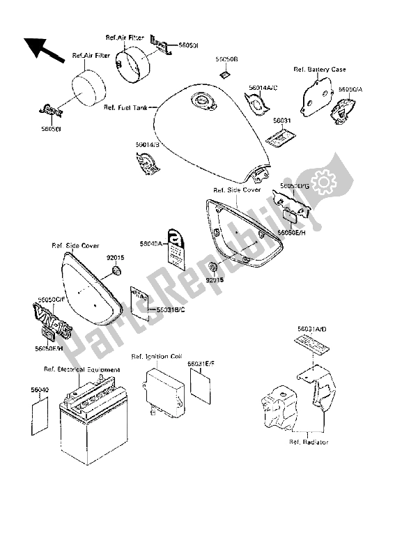 All parts for the Label of the Kawasaki VN 1500 SE 1990