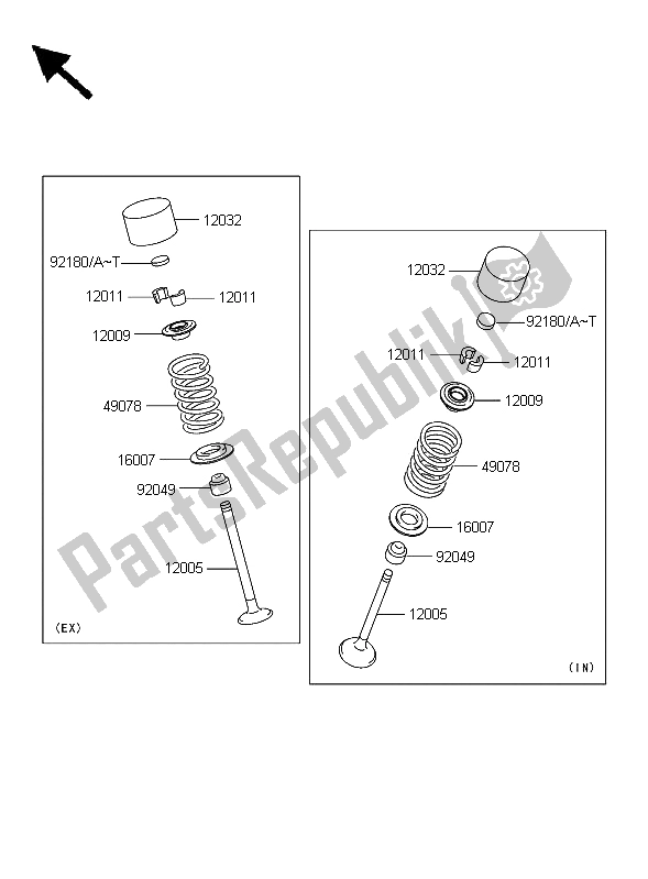 All parts for the Valve of the Kawasaki Z 1000 2006