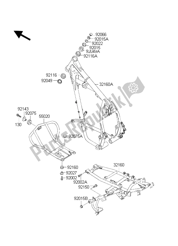 All parts for the Frame of the Kawasaki KLR 650C 2003