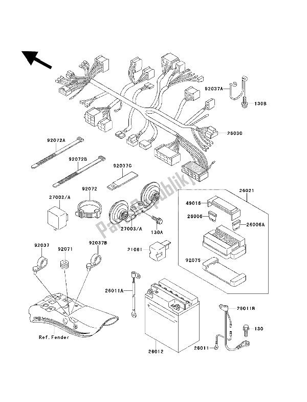 Tutte le parti per il Materiale Elettrico del Kawasaki EN 500 1993