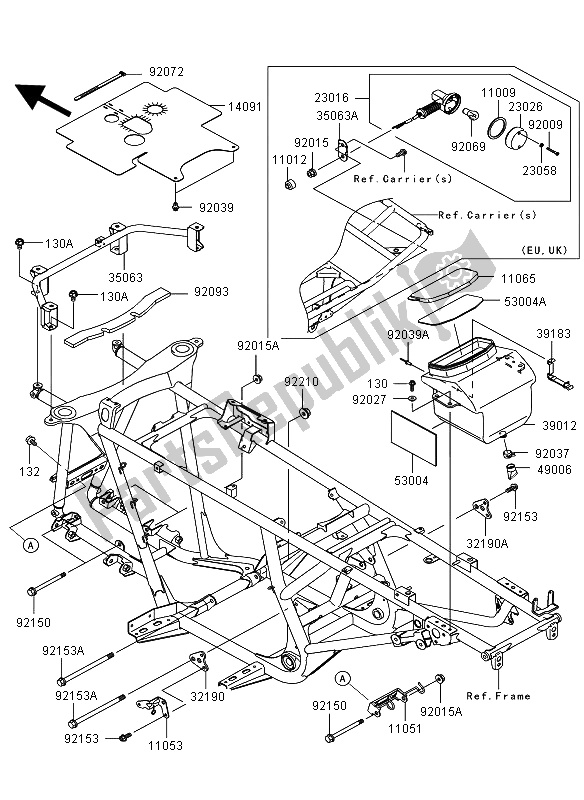 All parts for the Frame Fittings of the Kawasaki KVF 650 4X4 2008