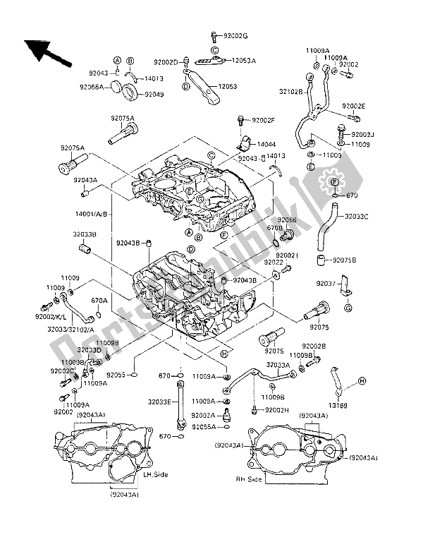 Todas las partes para Caja Del Cigüeñal de Kawasaki LTD 450 1985