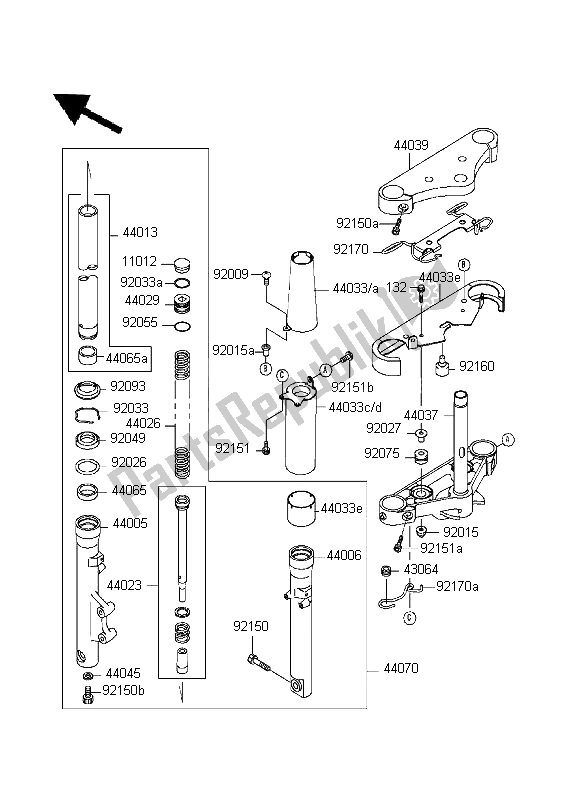 Todas las partes para Tenedor Frontal de Kawasaki VN 800 Classic 1999