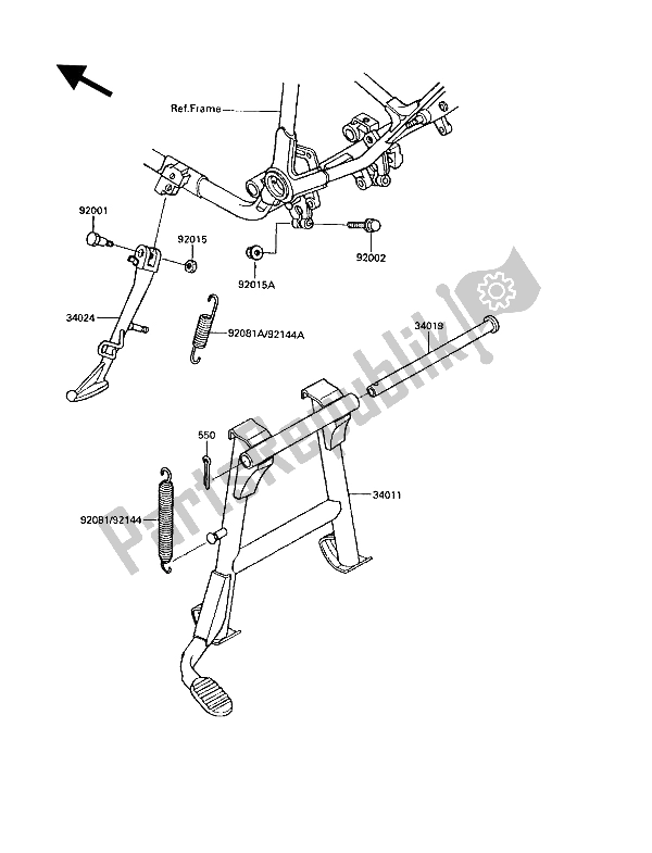 All parts for the Stand(s) of the Kawasaki VN 750 Twin 1987