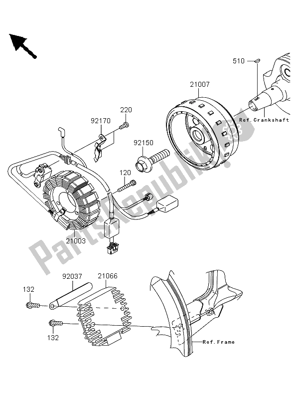 All parts for the Generator of the Kawasaki KLX 250 2012