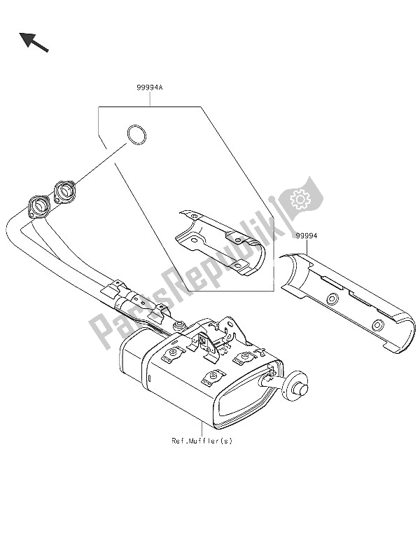 All parts for the Accessory (muffler Cover) of the Kawasaki Vulcan S 650 2016