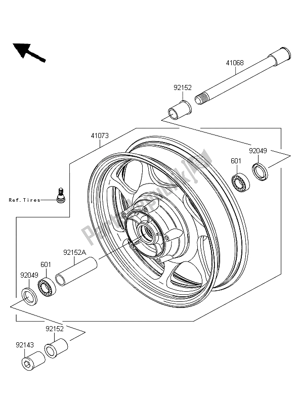 All parts for the Front Hub of the Kawasaki VN 2000 Classic 2009