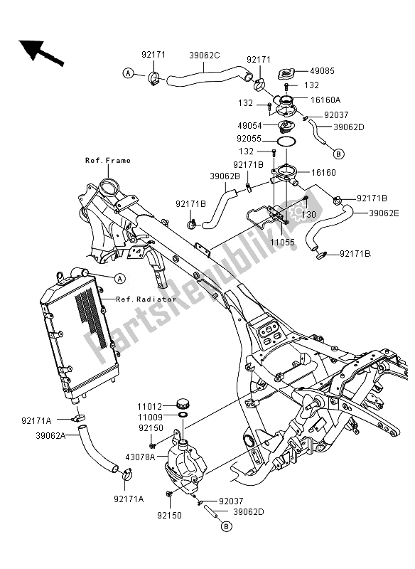 Toutes les pièces pour le Refroidissement du Kawasaki VN 1700 Voyager ABS 2010