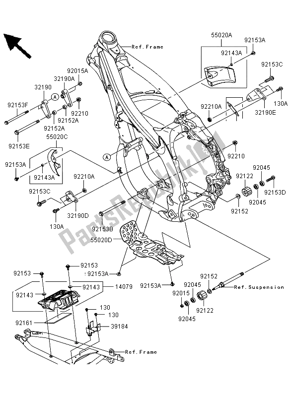 All parts for the Frame Fittings of the Kawasaki KLX 450R 2011