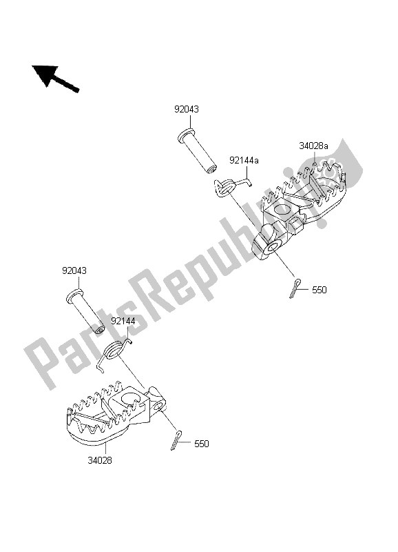 All parts for the Footrests of the Kawasaki KX 250 1995