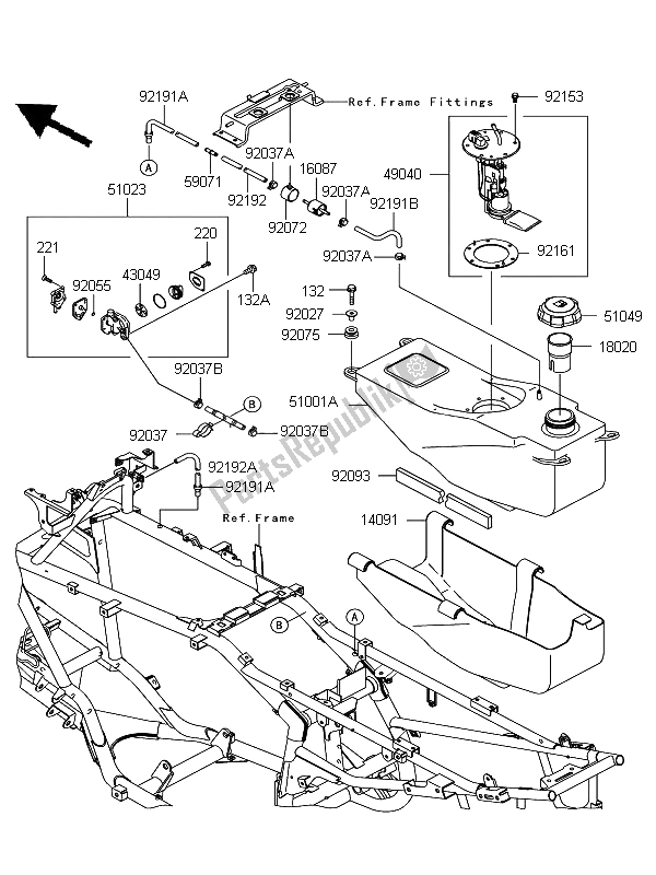Todas las partes para Depósito De Combustible de Kawasaki KFX 700 2011