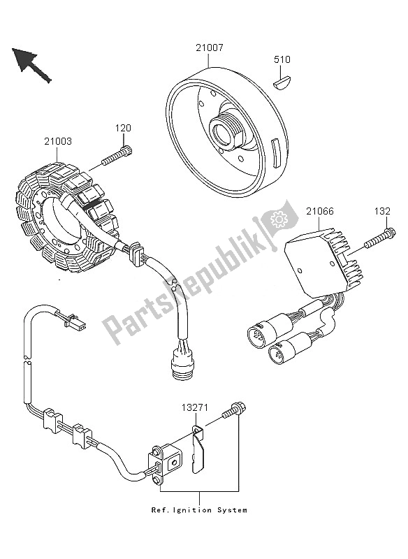 All parts for the Generator of the Kawasaki KVF 360 4X4 2005