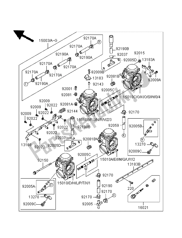 Todas las partes para Carburador de Kawasaki Ninja ZX 9R 900 1995