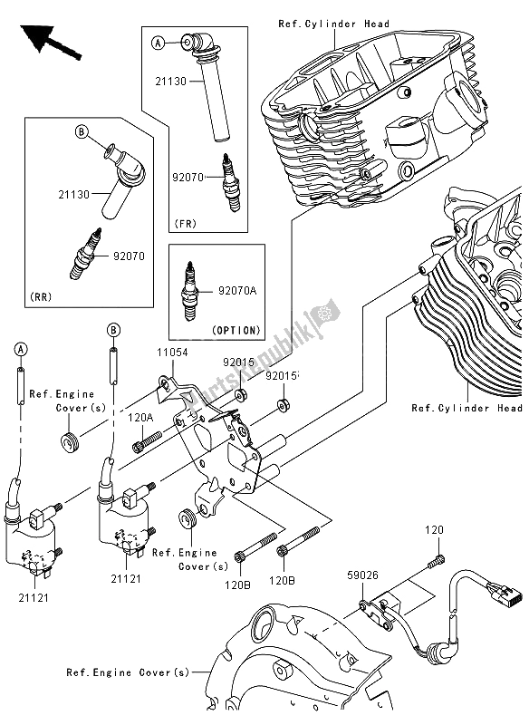 Toutes les pièces pour le Système De Mise à Feu du Kawasaki VN 900 Custom 2008