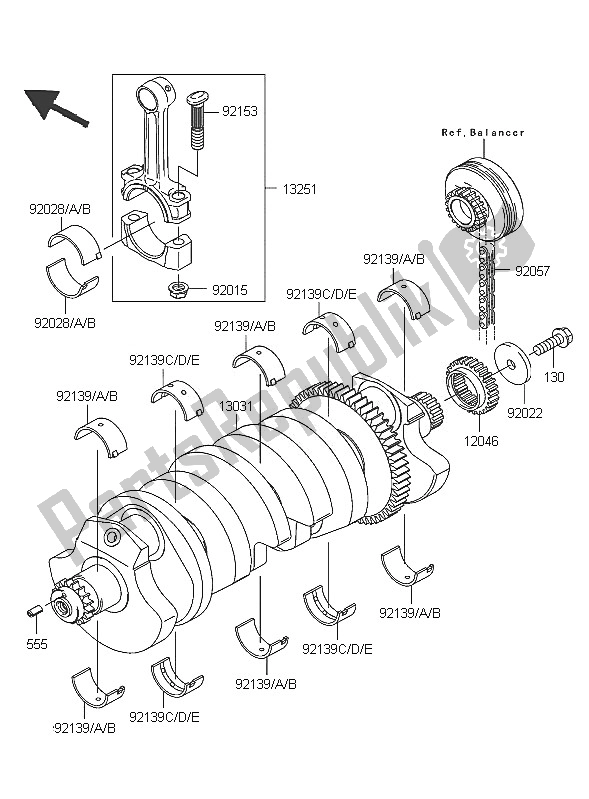 All parts for the Crankshaft of the Kawasaki ZRX 1200R 2005