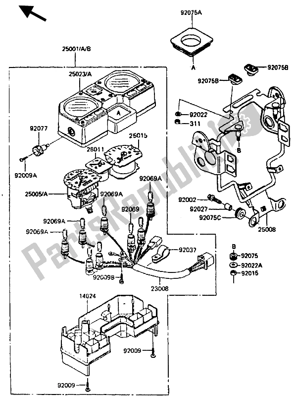 All parts for the Meter of the Kawasaki KLR 600 1985