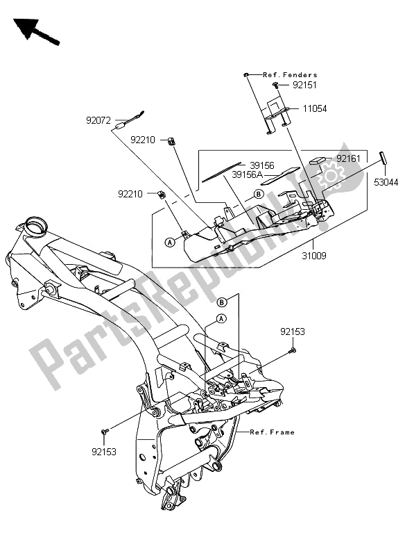 Alle onderdelen voor de Batterijhouder van de Kawasaki Z 750 2010