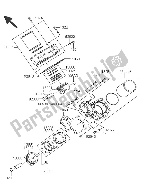 Wszystkie części do Cylinder I T? Ok (y) Kawasaki KFX 700 2005