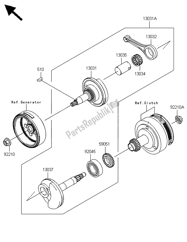 All parts for the Crankshaft of the Kawasaki KLX 110 2014