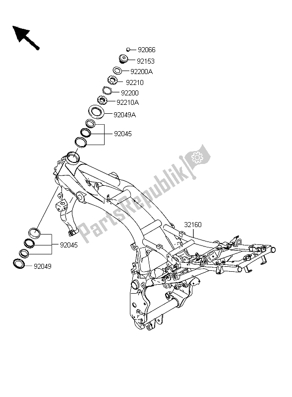 Alle onderdelen voor de Kader van de Kawasaki Z 750S 2006