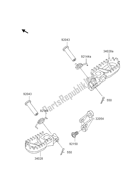 All parts for the Footrests of the Kawasaki KX 500 1997