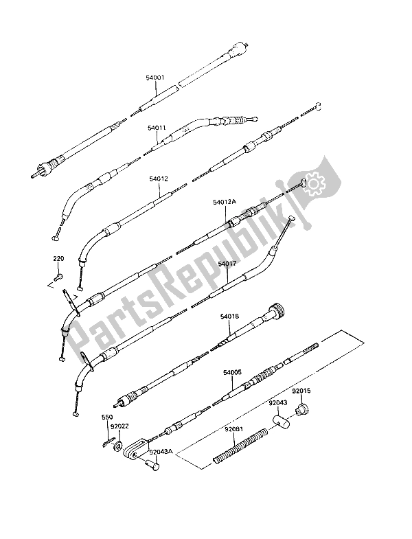 Todas las partes para Cables de Kawasaki LTD 450 1989