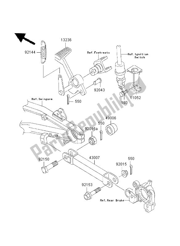 All parts for the Brake Pedal of the Kawasaki ZRX 1200R 2003