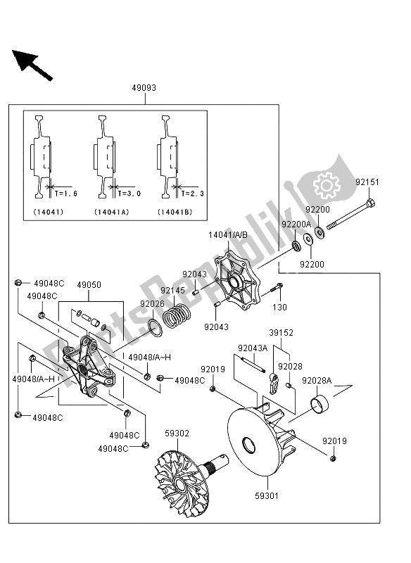 Alle onderdelen voor de Drive Converter van de Kawasaki KVF 360 4X4 2011