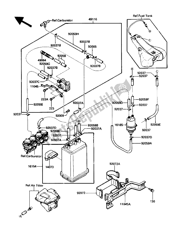 All parts for the Canister of the Kawasaki ZG 1200 B1 1990