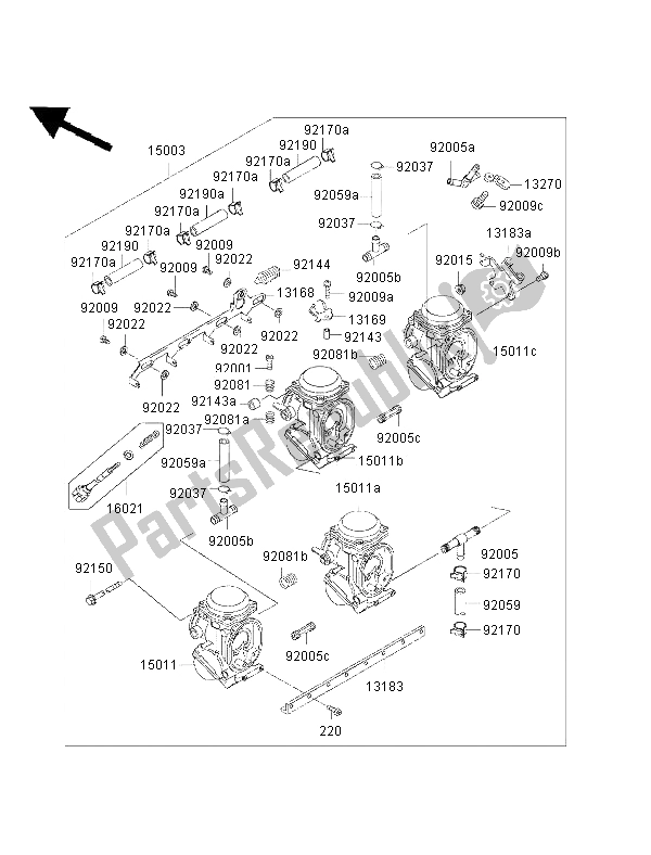 All parts for the Carburetor of the Kawasaki ZZ R 600 2002