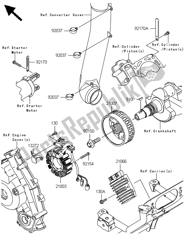 Todas las partes para Generador de Kawasaki Brute Force 750 4X4I Epsgef 2014