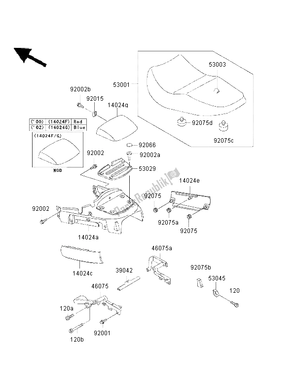 All parts for the Seat of the Kawasaki 1000 GTR 2002