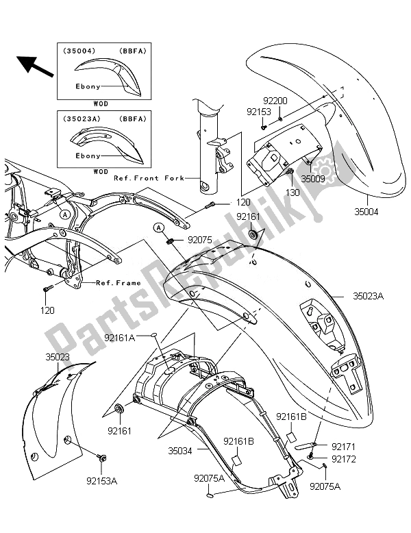 All parts for the Fenders of the Kawasaki VN 900 Classic 2011