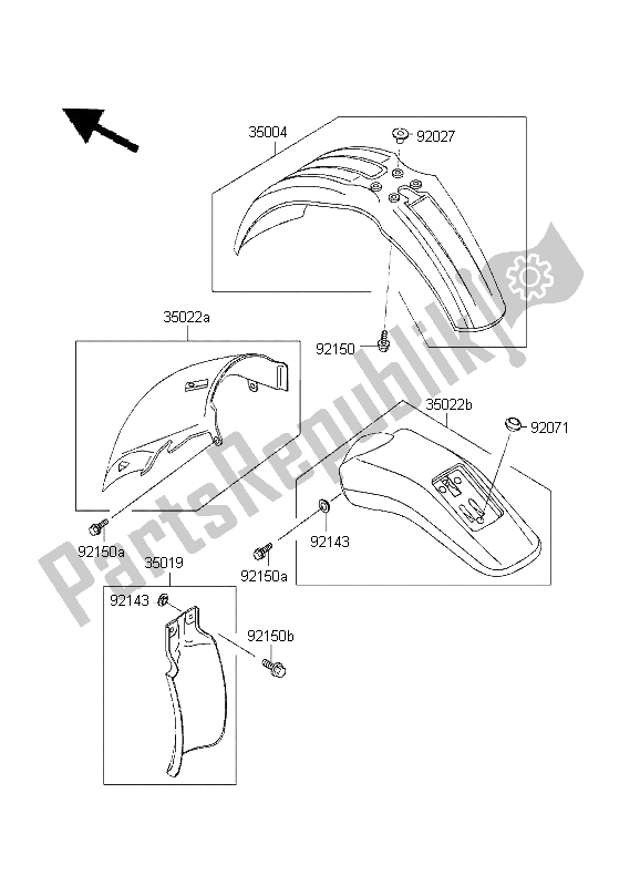 Alle onderdelen voor de Spatborden van de Kawasaki KLX 250R 1995
