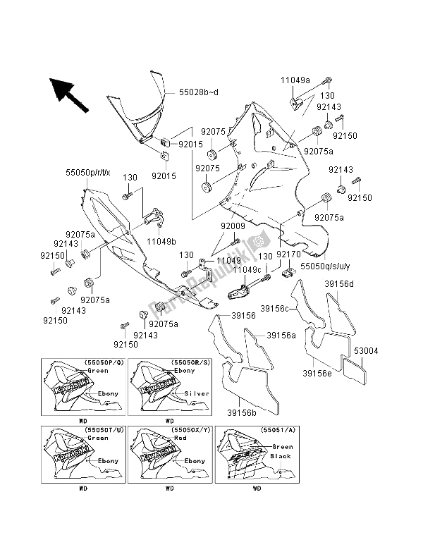 Todas las partes para Capota Baja de Kawasaki Ninja ZX 7R 750 2000