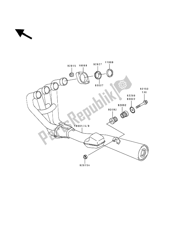 All parts for the Muffler(s) of the Kawasaki Zephyr 550 1991