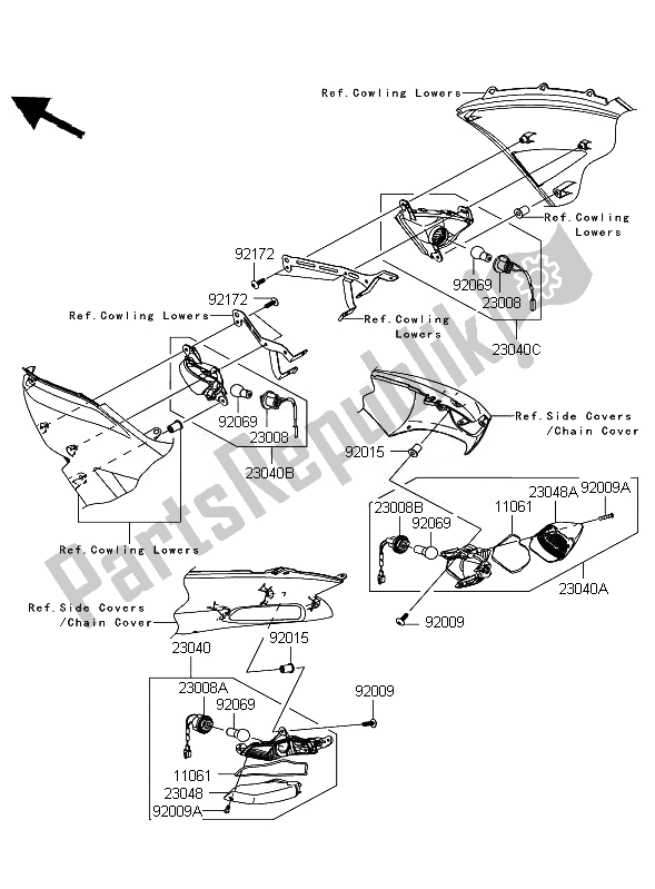 All parts for the Turn Signals of the Kawasaki ZZR 1400 ABS 2010