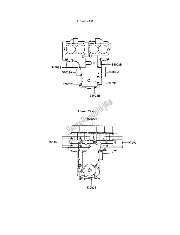 Tutte le parti per il Modello Del Bullone Del Basamento del Kawasaki GPX 600R 1989