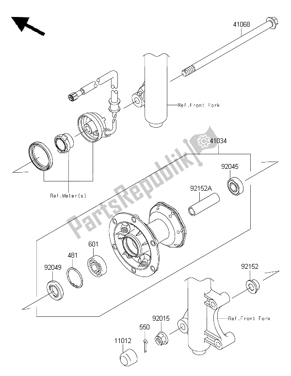 Tutte le parti per il Mozzo Anteriore del Kawasaki KLX 125 2015