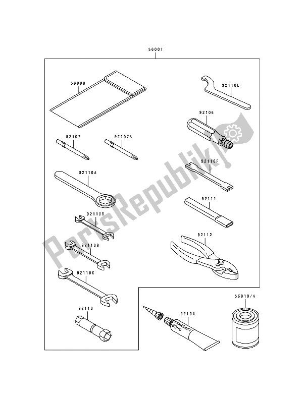 Tutte le parti per il Strumenti Proprietari del Kawasaki Estrella 250 1994