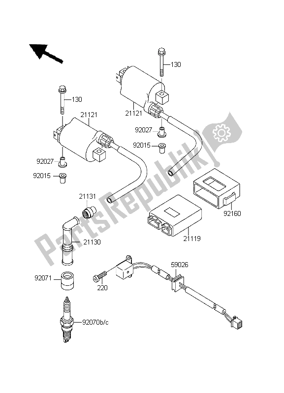 Tutte le parti per il Sistema Di Accensione del Kawasaki KLE 500 1996