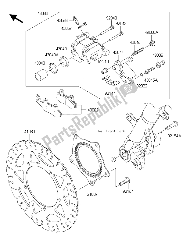 Toutes les pièces pour le Frein Avant du Kawasaki Ninja 300 ABS 2015